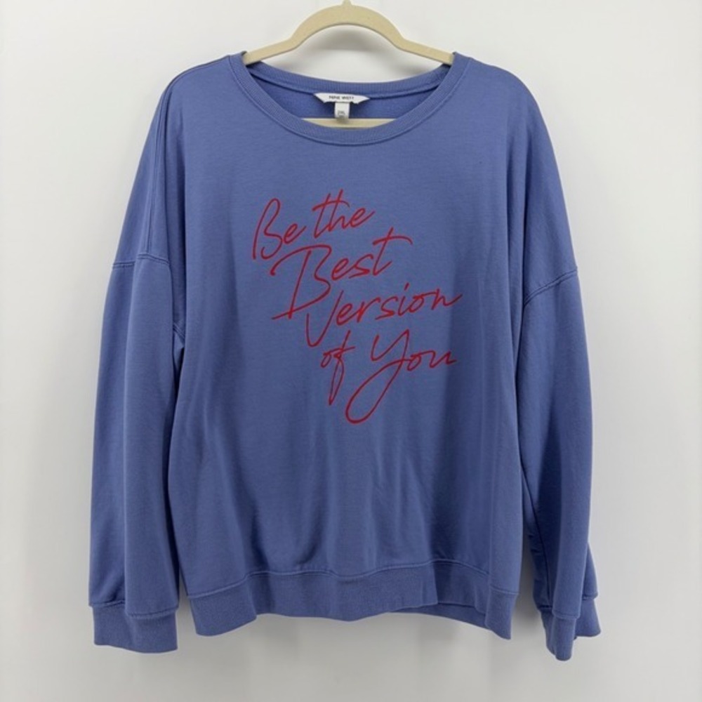 Nine West Blue Graphic Sweatshirt Be The Best Version of You Size 2XL‎